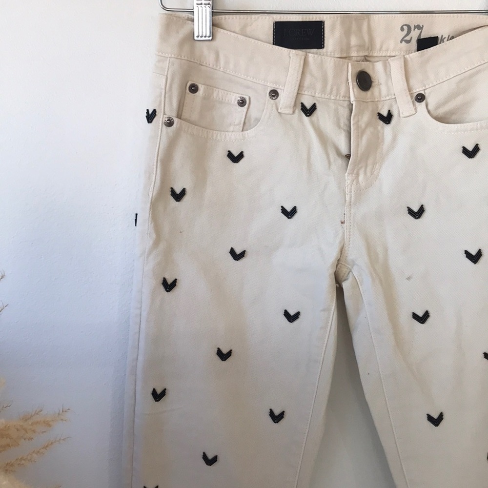 JCrew cropped beaded jeans